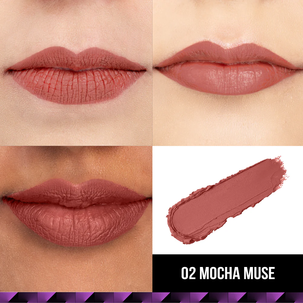 Velvet Kiss Bullet Lipstick 02 Mocha Muse with Mascara - Image 4