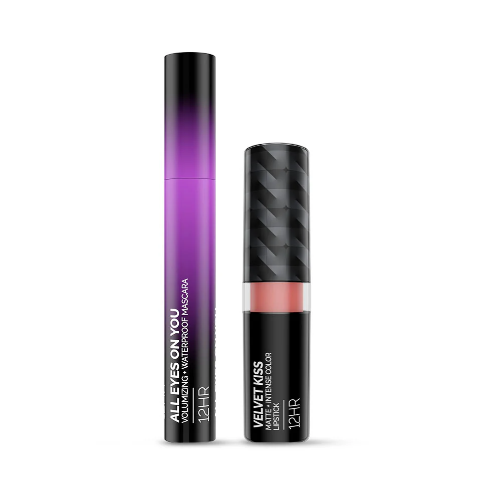 Velvet Kiss Bullet Lipstick 02 Mocha Muse with Mascara - Image 9