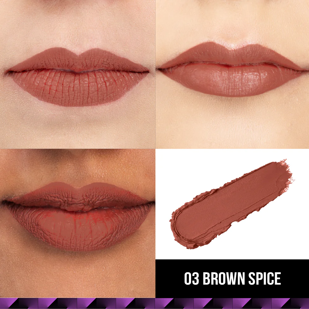 Velvet Kiss Bullet Lipstick 03 Brown Spice with Mascara - Image 4