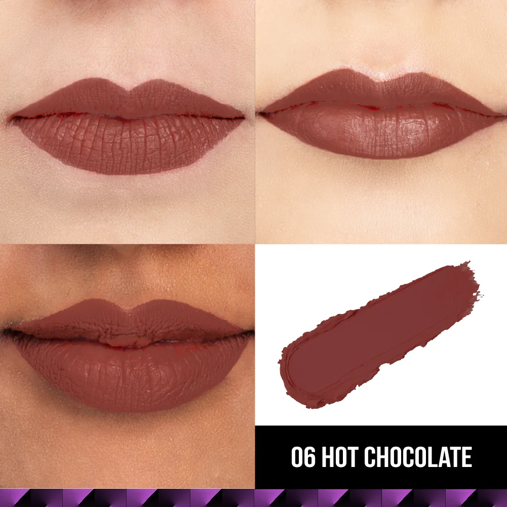 Velvet Kiss Bullet Lipstick 06 Hot Chocolate with Mascara - Image 4