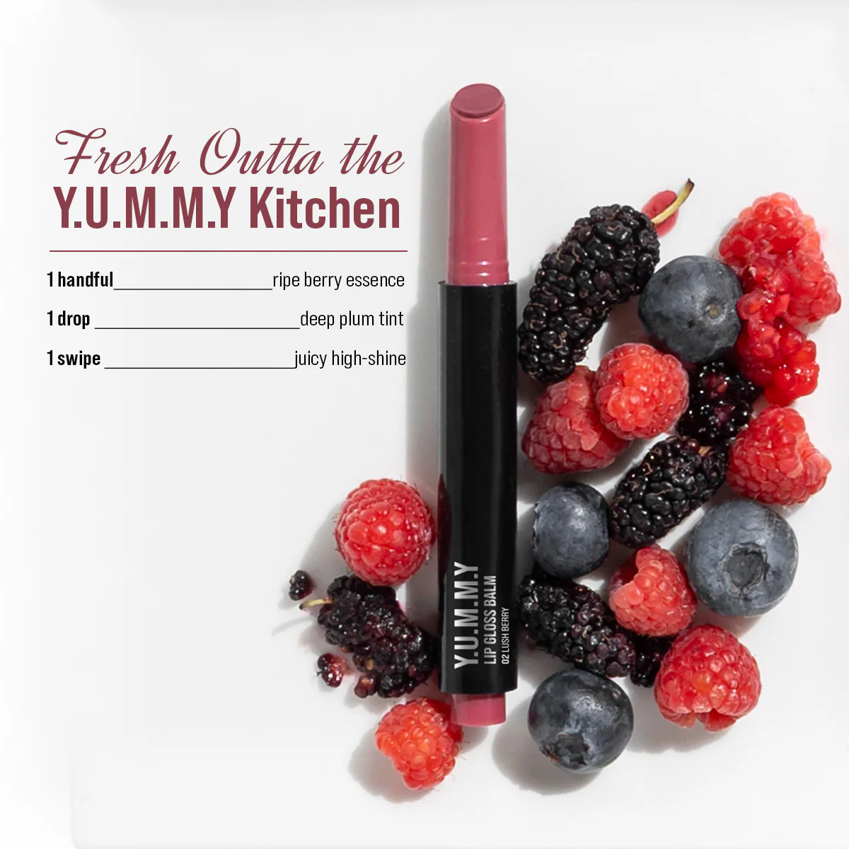 Y.U.M.M.Y Lip Gloss Balm - 02 Lush Berry - Image 8